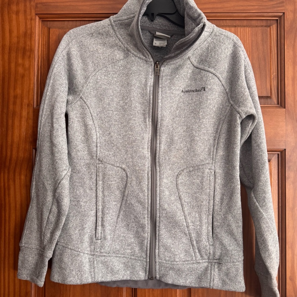 Avalanche Full Zip Fleece Sweater Jacket Women’s Small Heather Gray Fall Light